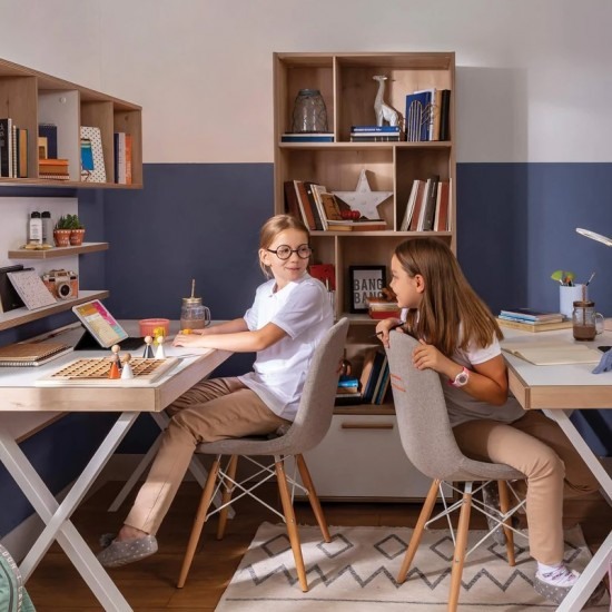 MODERA ΠΑΙΔΙΚΟ ΓΡΑΦΕΙΟ ΜΕ ΡΑΦΙΕΡΑ&ΒΙΒΛΙΟΘΗΚΗ 130x71xH149cm