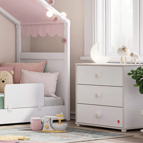 ΠΑΙΔΙΚΗ ΣΥΡΤΑΡΙΕΡΑ ΜΕ 3 ΣΥΡΤΑΡΙΑ MONTES WHITE 72x44xH67cm