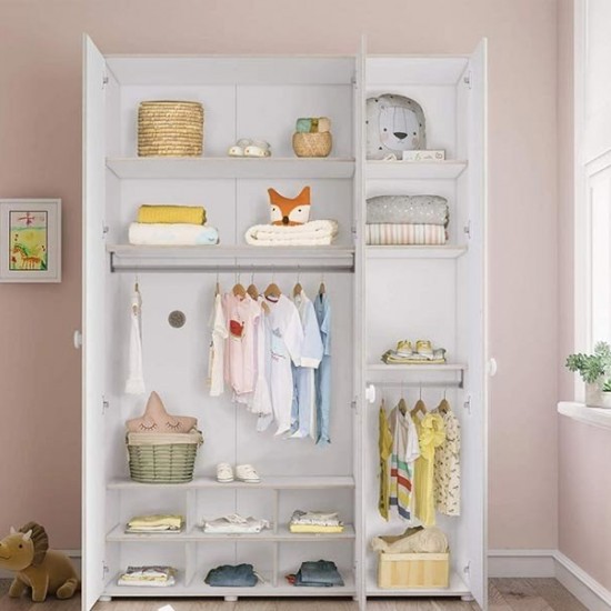 MONTES WHITE ΠΑΙΔΙΚΗ ΝΤΟΥΛΑΠΑ 3ΦΥΛΛΗ 140x53xH202cm