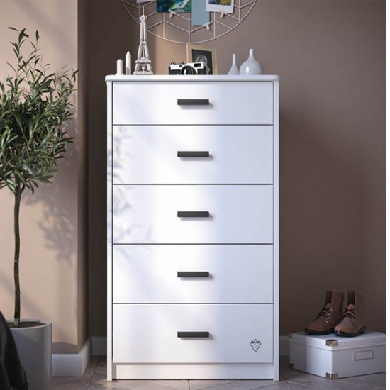 WHITE ΠΑΙΔΙΚΗ ΣΥΡΤΑΡΙΕΡΑ 5 ΣΥΡΤΑΡΙΑ 60x48xH104cm