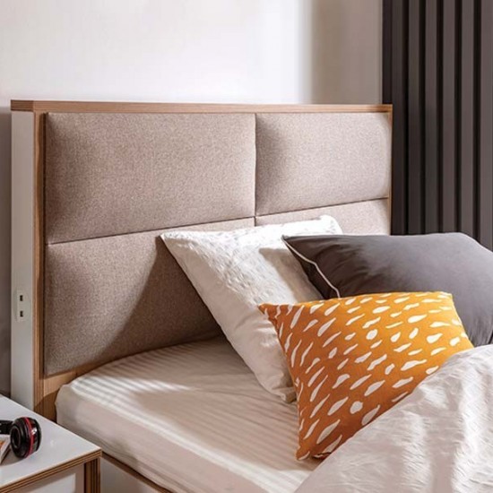 MODERA ΠΑΙΔΙΚΟ ΚΡΕΒΑΤΙ ΗΜΙΔΙΠΛΟ ΜΕ ΥΦΑΣΜΑΤΙΝΗ ΠΛΑΤΗ 129x211xH115cm