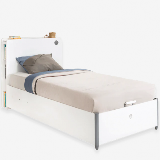 WHITE ΠΑΙΔΙΚΟ ΚΡΕΒΑΤΙ ΜΟΝΟ ΜΕ ΑΠΟΘΗΚΕΥΤΙΚΟ ΧΩΡΟ 103x225xH108cm