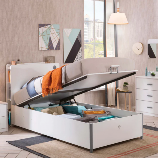 WHITE ΠΑΙΔΙΚΟ ΚΡΕΒΑΤΙ ΜΟΝΟ ΜΕ ΑΠΟΘΗΚΕΥΤΙΚΟ ΧΩΡΟ 103x225xH108cm