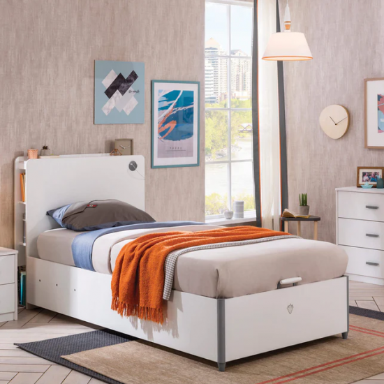 WHITE ΠΑΙΔΙΚΟ ΚΡΕΒΑΤΙ ΜΟΝΟ ΜΕ ΑΠΟΘΗΚΕΥΤΙΚΟ ΧΩΡΟ 103x225xH108cm