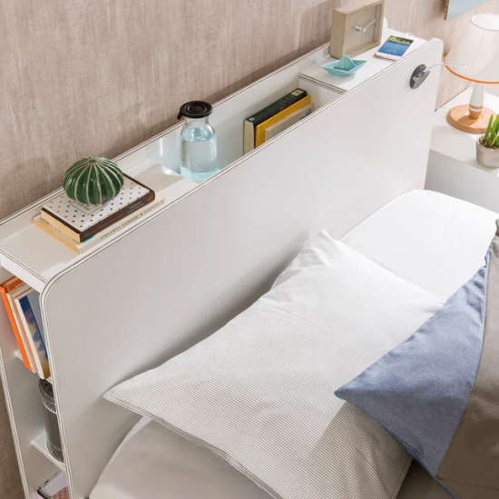 WHITE ΠΑΙΔΙΚΟ ΚΡΕΒΑΤΙ ΜΟΝΟ ΜΕ ΑΠΟΘΗΚΕΥΤΙΚΟ ΧΩΡΟ 103x225xH108cm