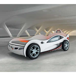 YOUNG RACER ΠΑΙΔΙΚΟ ΚΡΕΒΑΤΙ ΑΥΤΟΚΙΝΗΤΟ ΛΕΥΚΟ 108x208xΗ80 cm