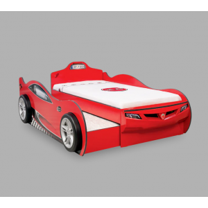 YOUNG RACER ΠΑΙΔΙΚΟ ΚΡΕΒΑΤΙ ΑΥΤΟΚΙΝΗΤΟ ΚΟΚΚΙΝΟ ΜΕ ΣΥΡΤΑΡΙ 107x210x82 cm