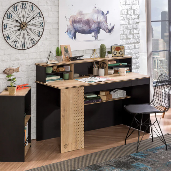 BLACK ΠΑΙΔΙΚΟ ΓΡΑΦΕΙΟ ΜΕ ΡΑΦΙΑ 138x58xH99 cm