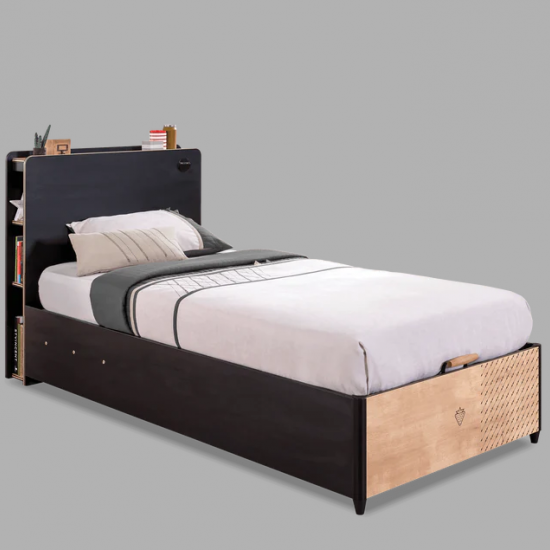 BLACK ΠΑΙΔΙΚΟ ΚΡΕΒΑΤΙ ΜΟΝΟ ΜΕ ΑΠΟΘΗΚΕΥΤΙΚΟ ΧΩΡΟ 225x104xH108 cm