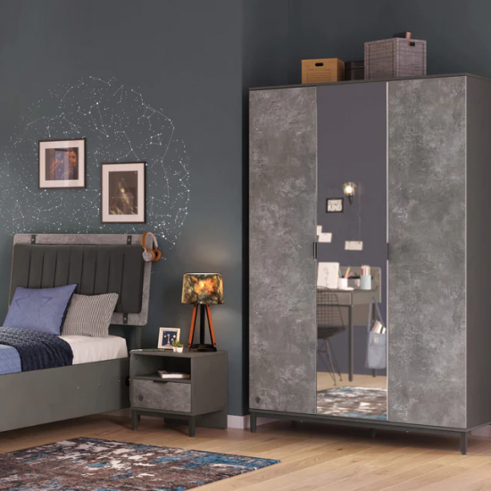 SPACE GRAY ΠΑΙΔΙΚΗ ΝΤΟΥΛΑΠΑ 3 ΦΥΛΛΗ 137x59xH214cm