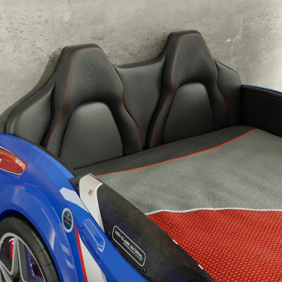 CHAMPION RACER ΠΑΙΔΙΚΟ ΚΡΕΒΑΤΙ ΑΥΤΟΚΙΝΗΤΟ ΜΠΛΕ ΜΕ ΚΡΥΦΟ ΦΩΤΙΣΜΟ 127x220xH80 cm