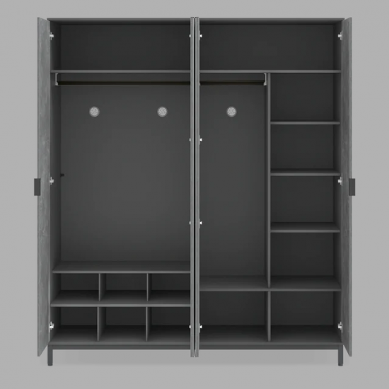 SPACE GRAY ΠΑΙΔΙΚΗ ΝΤΟΥΛΑΠΑ 4 ΦΥΛΛΗ 183x59xH214cm