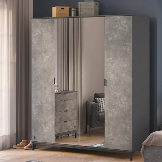 SPACE GRAY ΠΑΙΔΙΚΗ ΝΤΟΥΛΑΠΑ 4 ΦΥΛΛΗ 183x59xH214cm