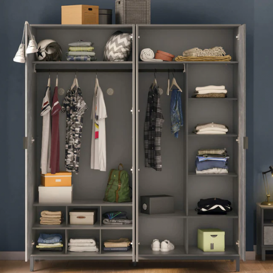 SPACE GRAY ΠΑΙΔΙΚΗ ΝΤΟΥΛΑΠΑ 4 ΦΥΛΛΗ 183x59xH214cm