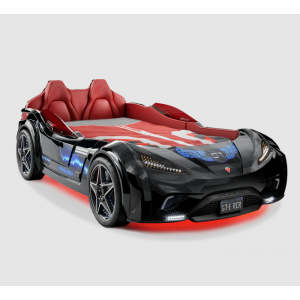 CHAMPION RACER ΠΑΙΔΙΚΟ ΚΡΕΒΑΤΙ ΑΥΤΟΚΙΝΗΤΟ ΜΑΥΡΟ ΜΕ ΚΡΥΦΟ ΦΩΤΙΣΜΟ 127x220xH80 cm