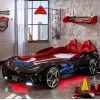 CHAMPION RACER ΠΑΙΔΙΚΟ ΚΡΕΒΑΤΙ ΑΥΤΟΚΙΝΗΤΟ ΜΑΥΡΟ ΜΕ ΚΡΥΦΟ ΦΩΤΙΣΜΟ 127x220xH80 cm