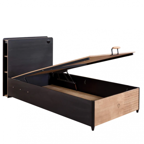 BLACK ΠΑΙΔΙΚΟ ΚΡΕΒΑΤΙ ΜΟΝΟ ΜΕ ΑΠΟΘΗΚΕΥΤΙΚΟ ΧΩΡΟ 225x104xH108 cm
