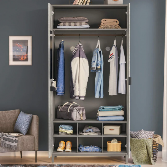 SPACE GRAY ΠΑΙΔΙΚΗ ΝΤΟΥΛΑΠΑ 2 ΦΥΛΛΗ 104x59x214cm