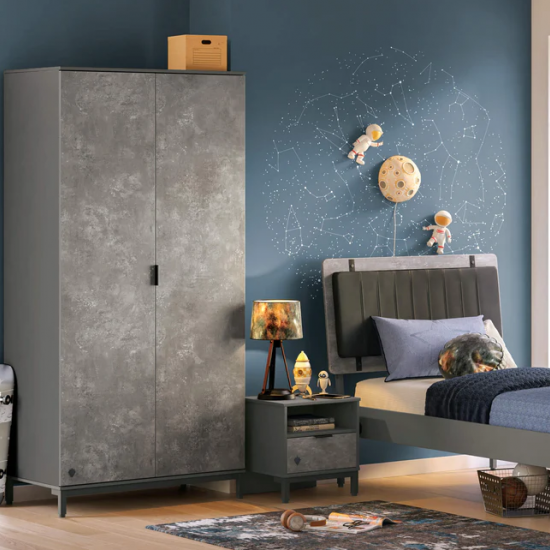 SPACE GRAY ΠΑΙΔΙΚΗ ΝΤΟΥΛΑΠΑ 2 ΦΥΛΛΗ 104x59x214cm