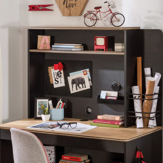 BLACK ΠΑΙΔΙΚΟ ΓΡΑΦΕΙΟ ΜΕ ΡΑΦΙ ΚΑΙ ΒΙΒΛΙΟΘΗΚΗ 110x58xH147 cm