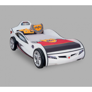YOUNG RACER ΠΑΙΔΙΚΟ ΚΡΕΒΑΤΙ ΑΥΤΟΚΙΝΗΤΟ ΛΕΥΚΟ 108x208xΗ80 cm