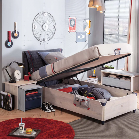 TRIO 1 ΠΑΙΔΙΚΟ ΚΡΕΒΑΤΙ ΜΟΝΟ ΜΕ ΑΠΟΘΗΚΕΥΤΙΚΟ ΧΩΡΟ 217x109xΗ107cm