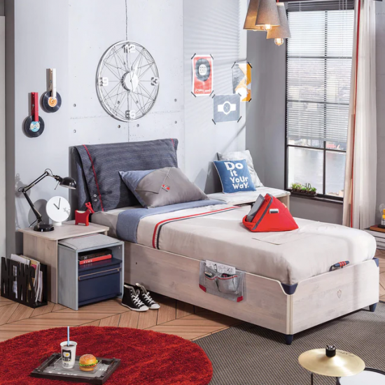 TRIO 1 ΠΑΙΔΙΚΟ ΚΡΕΒΑΤΙ ΜΟΝΟ ΜΕ ΑΠΟΘΗΚΕΥΤΙΚΟ ΧΩΡΟ 217x109xΗ107cm