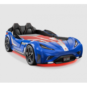 CHAMPION RACER ΠΑΙΔΙΚΟ ΚΡΕΒΑΤΙ ΑΥΤΟΚΙΝΗΤΟ ΜΠΛΕ ΜΕ ΚΡΥΦΟ ΦΩΤΙΣΜΟ 127x220xH80 cm