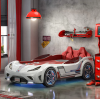 CHAMPION RACER ΠΑΙΔΙΚΟ ΚΡΕΒΑΤΙ ΑΥΤΟΚΙΝΗΤΟ ΛΕΥΚΟ ΜΕ ΚΡΥΦΟ ΦΩΤΙΣΜΟ 127x220xH80 cm