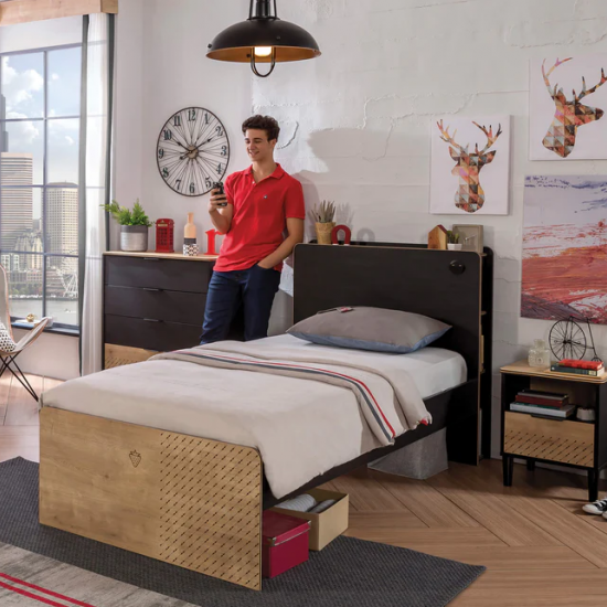 BLACK ΠΑΙΔΙΚΟ ΚΡΕΒΑΤΙ ΜΟΝΟ 222x103xH108cm