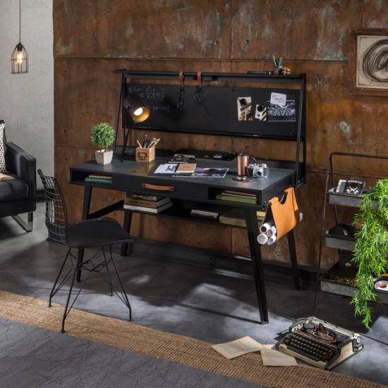DARK METAL ΠΑΙΔΙΚΟ ΓΡΑΦΕΙΟ ΜΕΓΑΛΟ ΜΕ ΠΛΑΤΗ ΚΑΙ ΘΥΡΑ USB 134x62xH146cm