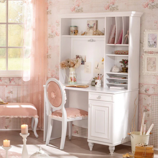 ROMANTICA ΠΑΙΔΙΚΟ ΓΡΑΦΕΙΟ ΜΕ ΒΙΒΛΙΟΘΗΚΗ 106x62xH170cm