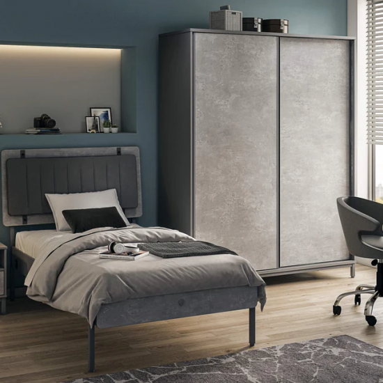 ΠΑΙΔΙΚΟ ΚΡΕΒΑΤΙ ΜΟΝΟ SPACE GRAY 214x136xH118cm