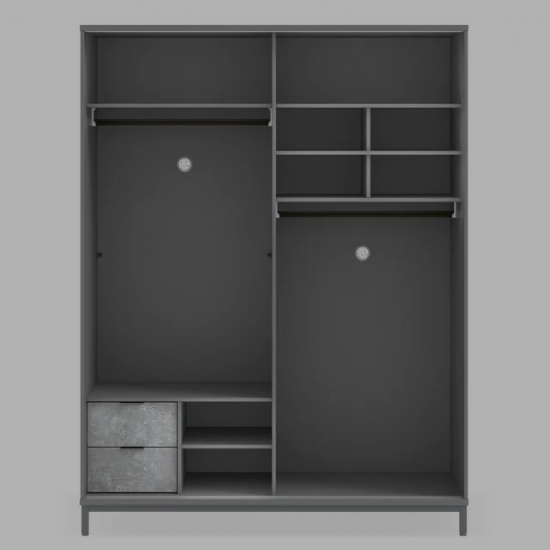 SPACE GRAY ΠΑΙΔΙΚΗ ΝΤΟΥΛΑΠΑ 2ΦΥΛΛΗ ΣΥΡΟΜΕΝΗ 163x64xH214cm