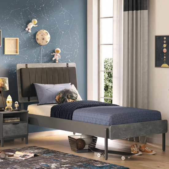ΠΑΙΔΙΚΟ ΚΡΕΒΑΤΙ ΜΟΝΟ SPACE GRAY 214x136xH118cm