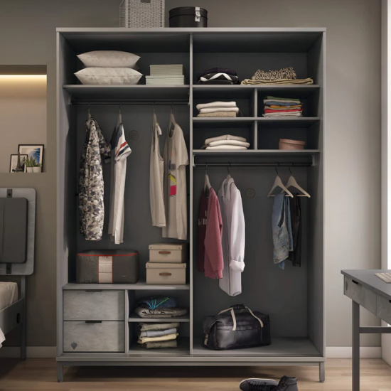 SPACE GRAY ΠΑΙΔΙΚΗ ΝΤΟΥΛΑΠΑ 2ΦΥΛΛΗ ΣΥΡΟΜΕΝΗ 163x64xH214cm