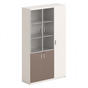 ΒΙΒΛΙΟΘΗΚΗ/ΝΤΟΥΛΑΠΙ NEWLINE ΜΕΛΑΜΙΝΗ ΛΕΥΚΗ-ΑΝΟΙΧΤΟ ΚΑΦΕ--ΓΥΑΛΙ 120x40x200Υεκ