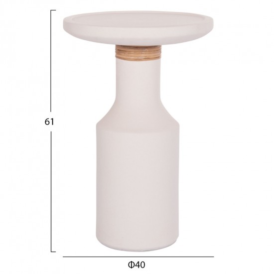 ΒΟΗΘΗΤΙΚΟ ΤΡΑΠΕΖΙ TRED(T) FIBER CEMENT ΛΕΥΚΟ-ΦΥΣΙΚΟ RATTAN--Φ40x61Υεκ.