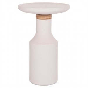 ΒΟΗΘΗΤΙΚΟ ΤΡΑΠΕΖΙ TRED(T) FIBER CEMENT ΛΕΥΚΟ-ΦΥΣΙΚΟ RATTAN--Φ40x61Υεκ.