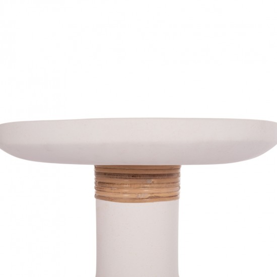 ΒΟΗΘΗΤΙΚΟ ΤΡΑΠΕΖΙ TRED(T) FIBER CEMENT ΛΕΥΚΟ-ΦΥΣΙΚΟ RATTAN--Φ40x61Υεκ.