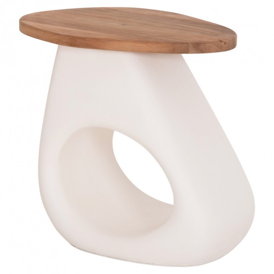 ΒΟΗΘΗΤΙΚΟ ΤΡΑΠΕΖΙ AIDA FIBER CEMENT ΛΕΥΚΟ--ΞΥΛΟ TEAK TOP 47x60x59Υεκ