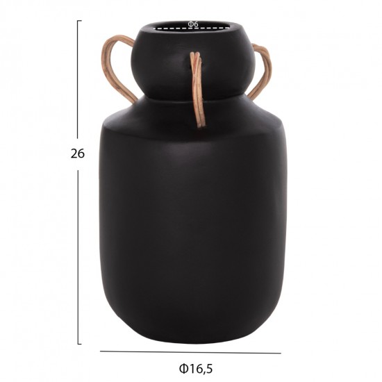 ΔΙΑΚΟΣΜΗΤΙΚΟ ΒΑΖΟ MIBO ΤΕΡΑΚΟΤΑ ΜΑΥΡH--ΧΕΡΟΥΛΙΑ ΦΥΣΙΚΟ RATTAN Φ16,5x26Υεκ