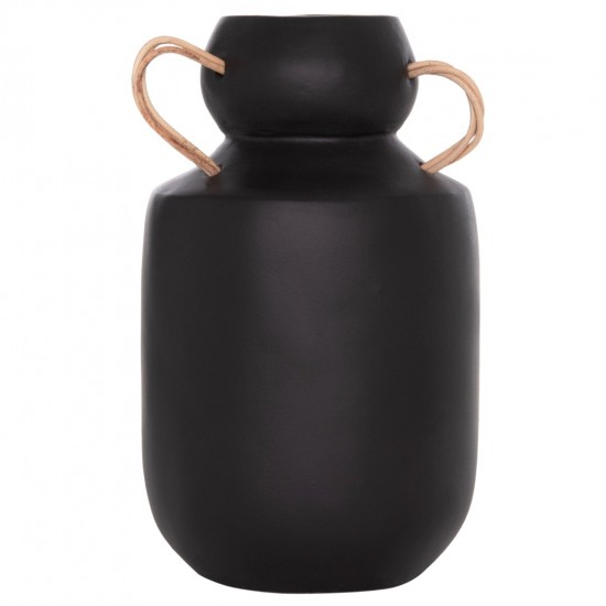 ΔΙΑΚΟΣΜΗΤΙΚΟ ΒΑΖΟ MIBO ΤΕΡΑΚΟΤΑ ΜΑΥΡH--ΧΕΡΟΥΛΙΑ ΦΥΣΙΚΟ RATTAN Φ16,5x26Υεκ