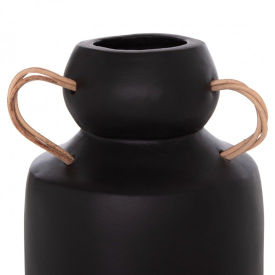 ΔΙΑΚΟΣΜΗΤΙΚΟ ΒΑΖΟ MIBO ΤΕΡΑΚΟΤΑ ΜΑΥΡH--ΧΕΡΟΥΛΙΑ ΦΥΣΙΚΟ RATTAN Φ16,5x26Υεκ