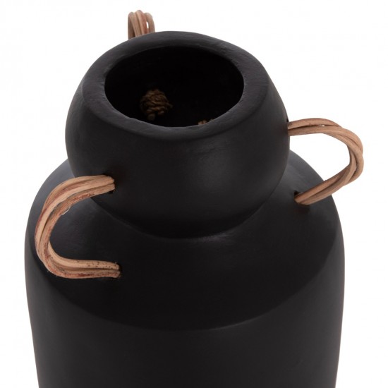 ΔΙΑΚΟΣΜΗΤΙΚΟ ΒΑΖΟ MIBO ΤΕΡΑΚΟΤΑ ΜΑΥΡH--ΧΕΡΟΥΛΙΑ ΦΥΣΙΚΟ RATTAN Φ16,5x26Υεκ