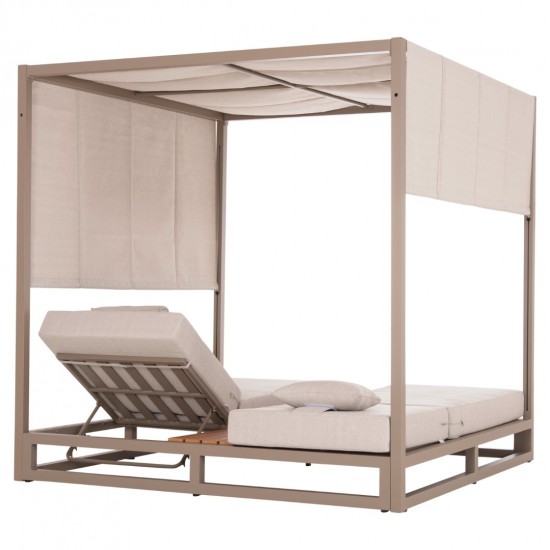 ΔΙΠΛΗ ΞΑΠΛΩΣΤΡΑ ΑΛΟΥΜΙΝΙΟΥ ΠΑΡΑΛΙΑΣ ΜΕ ΣΚΙΑΣΤΡΟ GALLANT ΚΑΠΟΥΤΣΙΝΟ 2x2x2μ