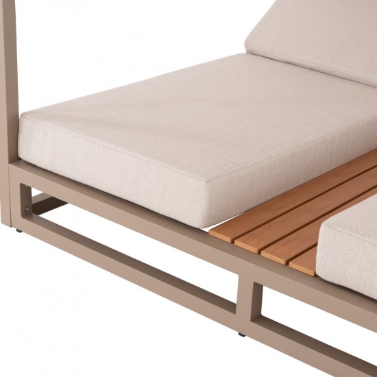 ΔΙΠΛΗ ΞΑΠΛΩΣΤΡΑ ΑΛΟΥΜΙΝΙΟΥ ΠΑΡΑΛΙΑΣ ΜΕ ΣΚΙΑΣΤΡΟ GALLANT ΚΑΠΟΥΤΣΙΝΟ 2x2x2μ