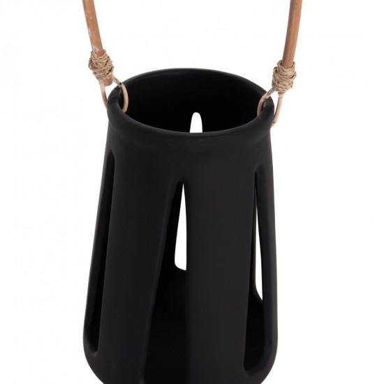 ΕΠΙΤΡΑΠΕΖΙΟ ΦΑΝΑΡΙ ERANTYL ΜΑΥΡΟ FIBER CEMENT & ΧΕΡΟΥΛΙ RATTAN Φ17x27Yεκ.