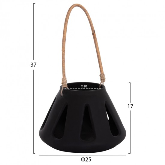 ΕΠΙΤΡΑΠΕΖΙΟ ΦΑΝΑΡΙ ERANTYL ΜΑΥΡΟ FIBER CEMENT & ΧΕΡΟΥΛΙ RATTAN Φ25x17Yεκ.