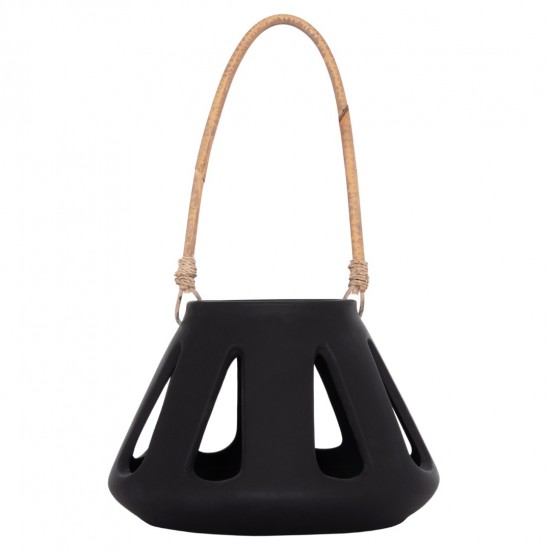 ΕΠΙΤΡΑΠΕΖΙΟ ΦΑΝΑΡΙ ERANTYL ΜΑΥΡΟ FIBER CEMENT & ΧΕΡΟΥΛΙ RATTAN Φ25x17Yεκ.